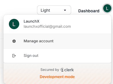 LaunchX Authentication Menu